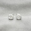Arete Dormilona 02.407.0014 Plata Rodinada, Diseño de Flor, Pulido, Tono Plateado