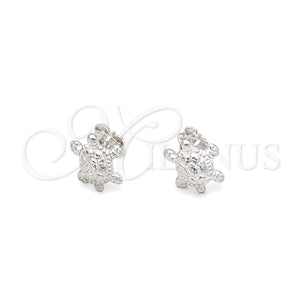 Arete Dormilona 02.407.0015 Plata Rodinada, Diseño de Tortuga, Pulido, Tono Plateado