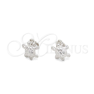 Arete Dormilona 02.407.0015 Plata Rodinada, Diseño de Tortuga, Pulido, Tono Plateado