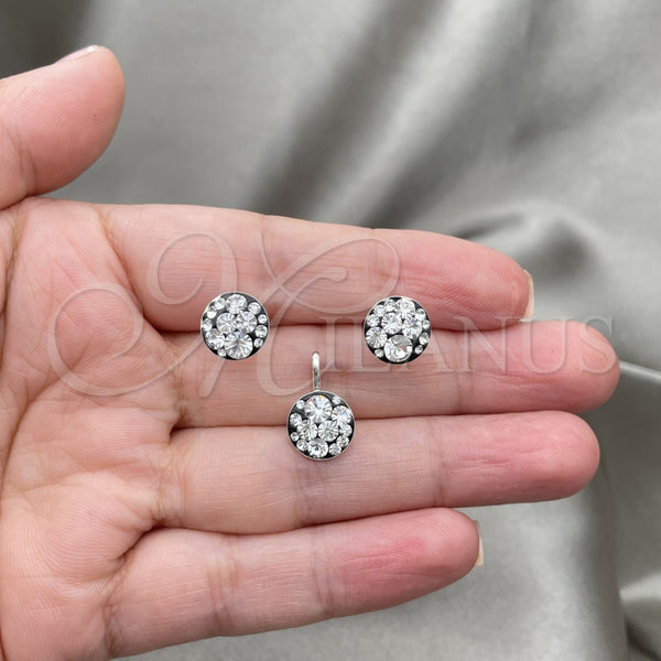 Juego de Arete y Dije de Adulto 10.408.0001.03 Plata Rodinada, con Cristal Blanca, Pulido, Tono Plateado