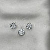 Juego de Arete y Dije de Adulto 10.408.0001.03 Plata Rodinada, con Cristal Blanca, Pulido, Tono Plateado