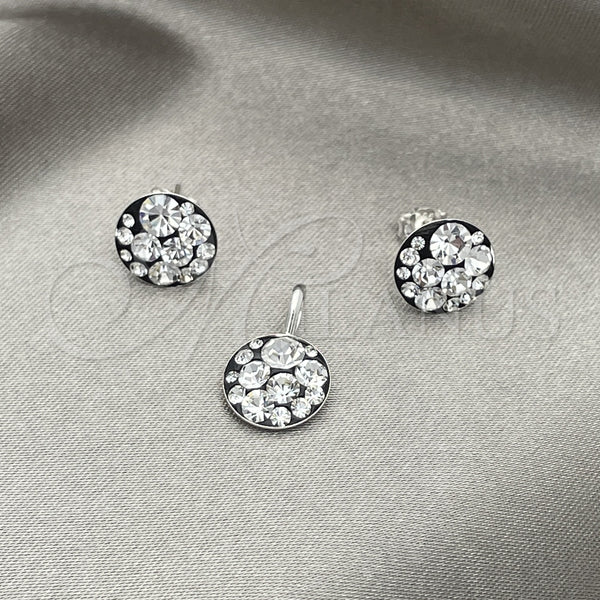 Juego de Arete y Dije de Adulto 10.408.0001.03 Plata Rodinada, con Cristal Blanca, Pulido, Tono Plateado