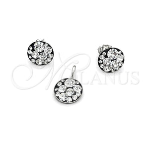 Juego de Arete y Dije de Adulto 10.408.0001.03 Plata Rodinada, con Cristal Blanca, Pulido, Tono Plateado