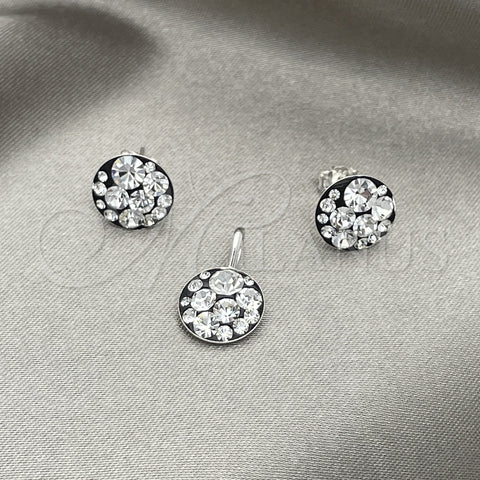 Juego de Arete y Dije de Adulto 10.408.0001.03 Plata Rodinada, con Cristal Blanca, Pulido, Tono Plateado