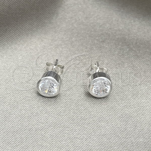Arete Dormilona 02.408.0087 Plata Rodinada, con Zirconia Cubica Blanca, Pulido, Tono Plateado