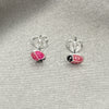 Arete Dormilona 02.406.0001.02 Plata Rodinada, Diseño de Mariquita, Esmaltado Rosado, Tono Plateado
