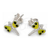 Arete Dormilona 02.406.0002.01 Plata Rodinada, Diseño de Libélula, Esmaltado Amarillo, Tono Plateado