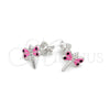 Arete Dormilona 02.406.0002.02 Plata Rodinada, Diseño de Libélula, Esmaltado Rosado, Tono Plateado