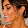 Arete Dormilona 02.406.0005.02 Plata Rodinada, Diseño de Flor, Esmaltado Rojo, Tono Plateado