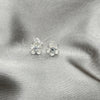 Arete Dormilona 02.406.0005.03 Plata Rodinada, Diseño de Flor, Esmaltado Blanco, Tono Plateado