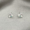 Arete Dormilona 02.406.0006.01 Plata Rodinada, Diseño de Abeja, Esmaltado Blanco, Tono Plateado