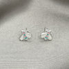 Arete Dormilona 02.406.0006.01 Plata Rodinada, Diseño de Abeja, Esmaltado Blanco, Tono Plateado