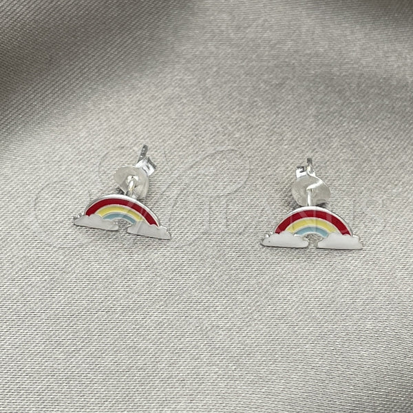 Arete Dormilona 02.406.0010.01 Plata Rodinada, Esmaltado Verde, Tono Plateado