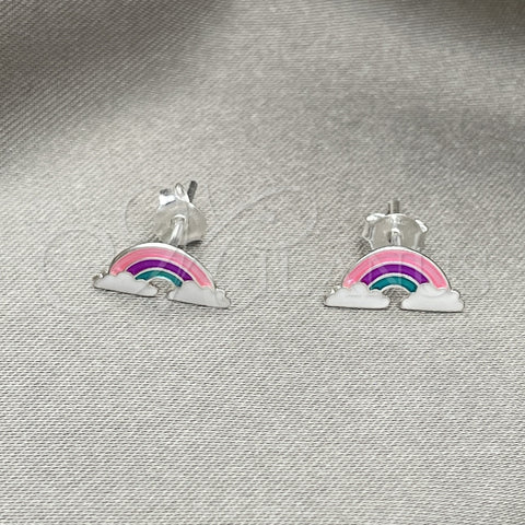 Arete Dormilona 02.406.0010.03 Plata Rodinada, Esmaltado Rosado, Tono Plateado