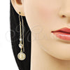 Arete Violador 02.253.0074 Oro Laminado, Diseño de Guadalupe y Corazón, con Blanca Cristal and Blanca Zirconia Cubica, Pulido, Tres Tonos