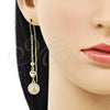 Arete Violador 02.253.0076 Oro Laminado, Diseño de Caridad del Cobre y Corazón, con Blanca Zirconia Cubica, Pulido, Tres Tonos