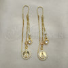 Arete Violador 02.253.0076 Oro Laminado, Diseño de Caridad del Cobre y Corazón, con Blanca Zirconia Cubica, Pulido, Tres Tonos