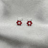 Arete Dormilona 02.406.0013.01 Plata Rodinada, Diseño de Flor, con Cristal Granate, Pulido, Tono Plateado