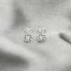 Arete Dormilona 02.406.0013.02 Plata Rodinada, Diseño de Flor, con Cristal Blanca, Pulido, Tono Plateado