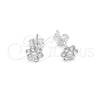 Arete Dormilona 02.406.0013.02 Plata Rodinada, Diseño de Flor, con Cristal Blanca, Pulido, Tono Plateado