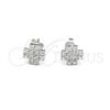 Arete Dormilona 02.406.0014.03 Plata Rodinada, Diseño de Flor, con Cristal Blanca, Pulido, Tono Plateado