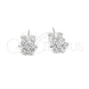 Arete Dormilona 02.406.0015.03 Plata Rodinada, Diseño de Flor, con Cristal Blanca, Pulido, Tono Plateado