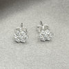 Arete Dormilona 02.406.0015.03 Plata Rodinada, Diseño de Flor, con Cristal Blanca, Pulido, Tono Plateado