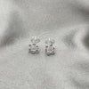 Arete Dormilona 02.406.0016.02 Plata Rodinada, Diseño de Flor, con Cristal Blanca, Pulido, Tono Plateado