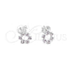 Arete Dormilona 02.406.0016.02 Plata Rodinada, Diseño de Flor, con Cristal Blanca, Pulido, Tono Plateado