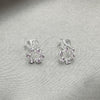 Arete Dormilona 02.406.0016.02 Plata Rodinada, Diseño de Flor, con Cristal Blanca, Pulido, Tono Plateado