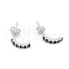 Arete Dormilona 02.406.0017.02 Plata Rodinada, con Cristal Negro, Pulido, Tono Plateado