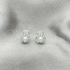 Arete Dormilona 02.406.0018.03 Plata Rodinada, Diseño de Flor, con Cristal Blanca, Pulido, Tono Plateado