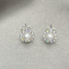 Arete Dormilona 02.406.0018.03 Plata Rodinada, Diseño de Flor, con Cristal Blanca, Pulido, Tono Plateado