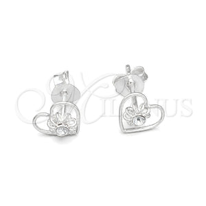 Arete Dormilona 02.406.0022 Plata Rodinada, Diseño de Corazón, con Cristal Granate, Pulido, Tono Plateado