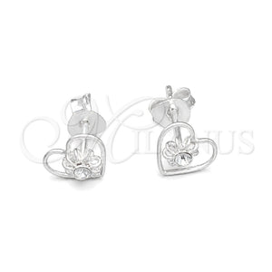 Arete Dormilona 02.406.0022 Plata Rodinada, Diseño de Corazón, con Cristal Granate, Pulido, Tono Plateado