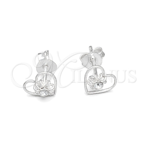 Arete Dormilona 02.406.0022 Plata Rodinada, Diseño de Corazón, con Cristal Granate, Pulido, Tono Plateado