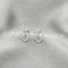 Arete Dormilona 02.406.0023 Plata Rodinada, Diseño de Corazón, Pulido, Tono Plateado
