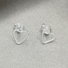 Arete Dormilona 02.406.0023 Plata Rodinada, Diseño de Corazón, Pulido, Tono Plateado