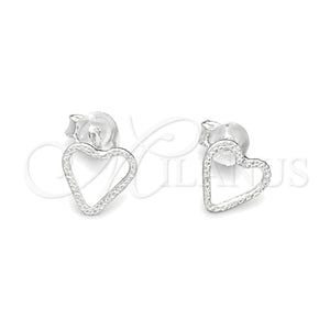 Arete Dormilona 02.406.0023 Plata Rodinada, Diseño de Corazón, Pulido, Tono Plateado