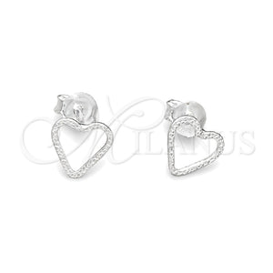 Arete Dormilona 02.406.0023 Plata Rodinada, Diseño de Corazón, Pulido, Tono Plateado