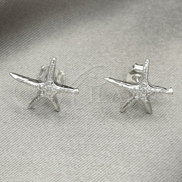 Arete Dormilona 02.392.0017 Plata Rodinada, Diseño de Estrella, Pulido, Tono Plateado