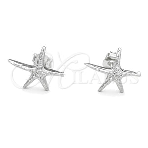 Arete Dormilona 02.392.0017 Plata Rodinada, Diseño de Estrella, Pulido, Tono Plateado