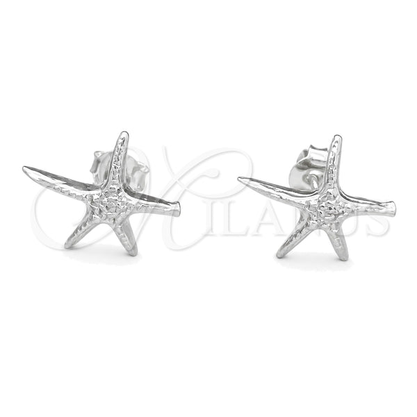 Arete Dormilona 02.392.0017 Plata Rodinada, Diseño de Estrella, Pulido, Tono Plateado
