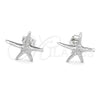 Arete Dormilona 02.392.0017 Plata Rodinada, Diseño de Estrella, Pulido, Tono Plateado