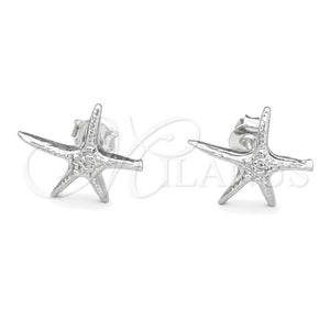 Arete Dormilona 02.392.0017 Plata Rodinada, Diseño de Estrella, Pulido, Tono Plateado