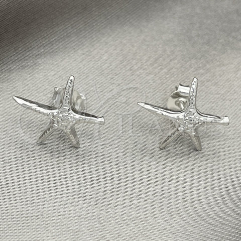 Arete Dormilona 02.392.0017 Plata Rodinada, Diseño de Estrella, Pulido, Tono Plateado