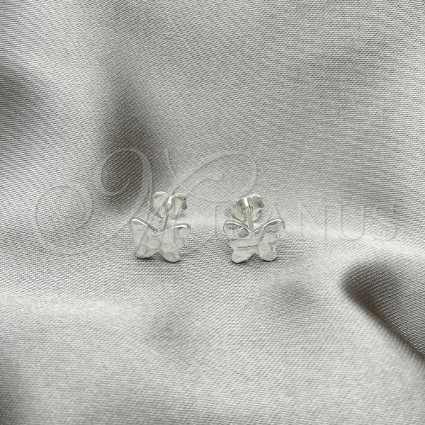 Arete Dormilona 02.392.0018 Plata Rodinada, Diseño de Mariposa, Pulido, Tono Plateado