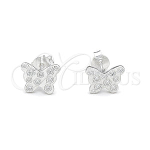 Arete Dormilona 02.392.0018 Plata Rodinada, Diseño de Mariposa, Pulido, Tono Plateado