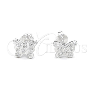 Arete Dormilona 02.392.0018 Plata Rodinada, Diseño de Mariposa, Pulido, Tono Plateado