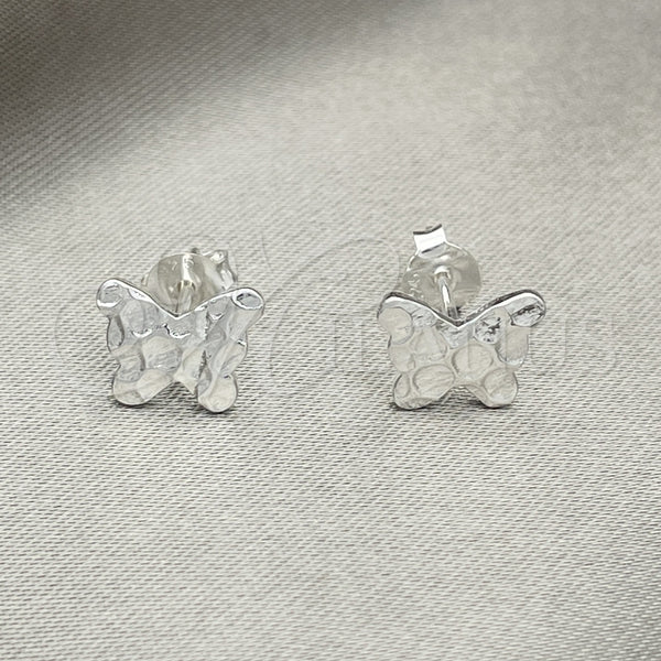 Arete Dormilona 02.392.0018 Plata Rodinada, Diseño de Mariposa, Pulido, Tono Plateado